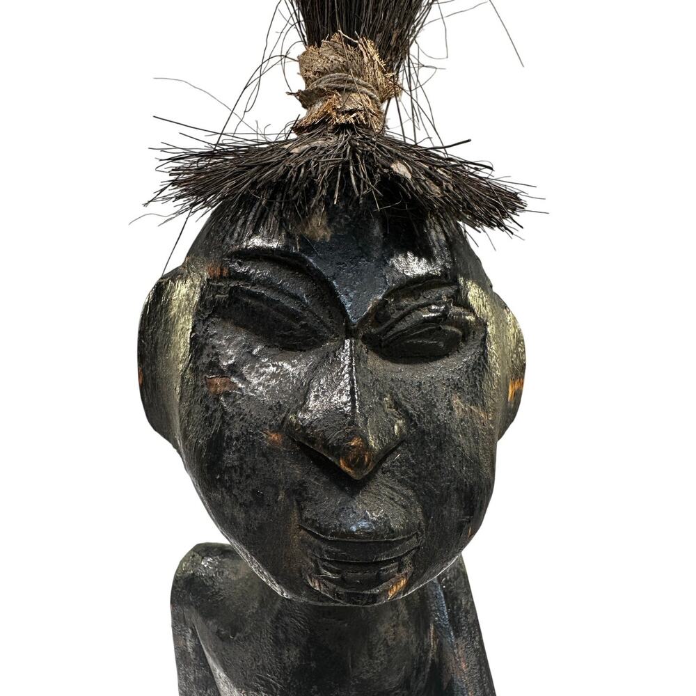 African Carved Wood Seated Fetish/Ritual Figure Congo Region Replica